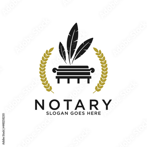 legal justice corporation logo design inspirations, greek temple with feather vector illustrations
