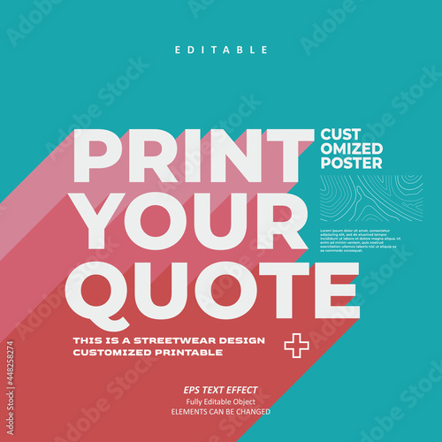 Print quote decor Rainbow Shadow text effect editable premium vector