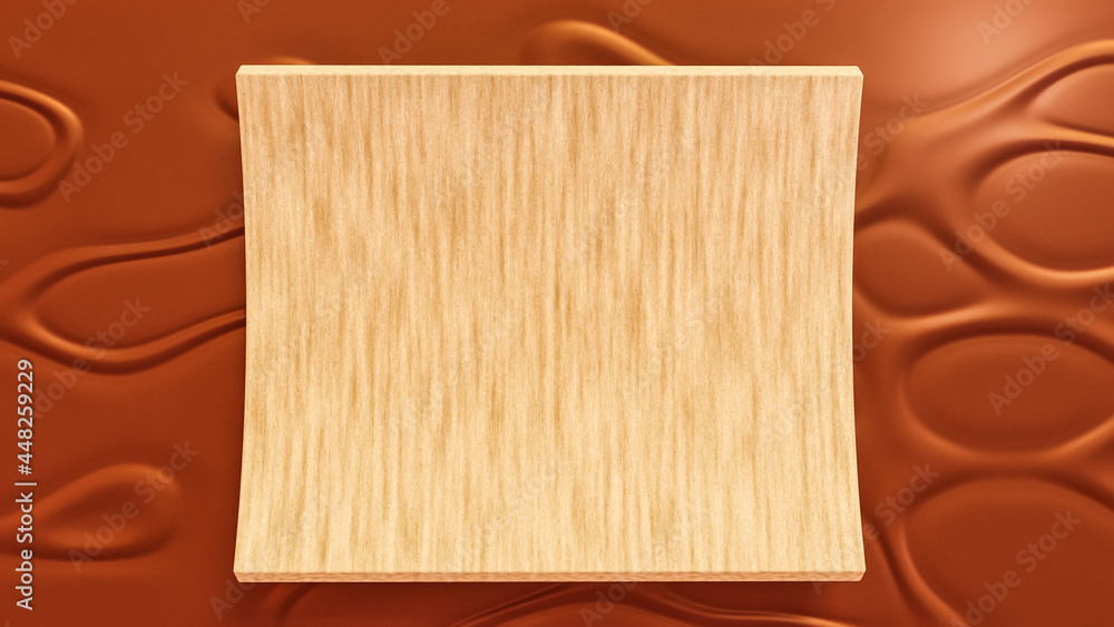 Naklejka premium 3d wooden background on wavy chocolate
