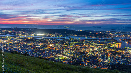 皿倉山展望台 夕日 福岡県 北九州市