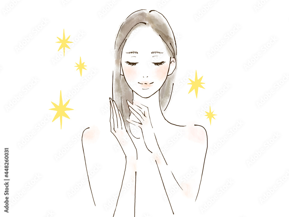ヘアケアをする女性 お風呂上がり