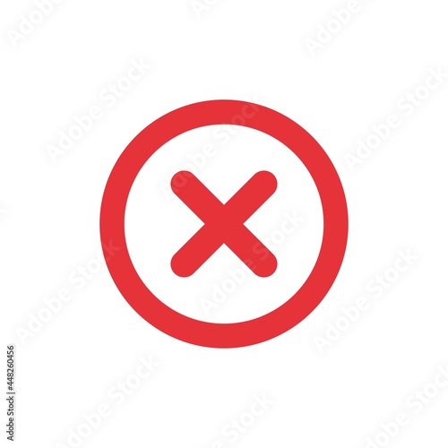 Red cross icon with white background