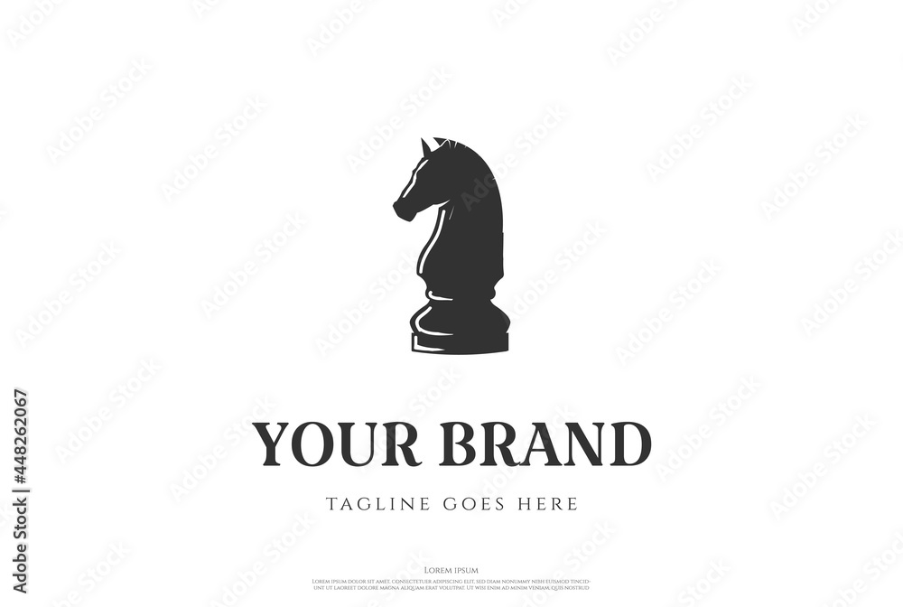 Obraz premium Black Chess Knight Horse Stallion silhouette Logo Design Vector