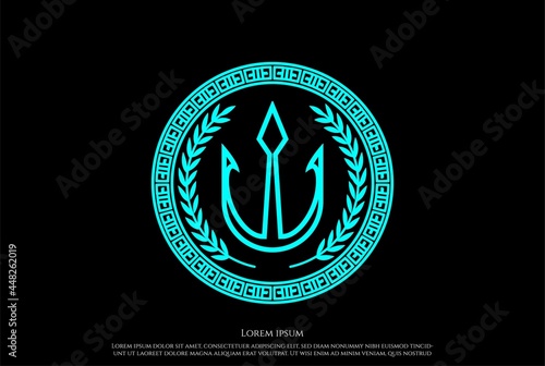 Circular Trident Neptune God Poseidon Triton King Spear Logo Design Vector