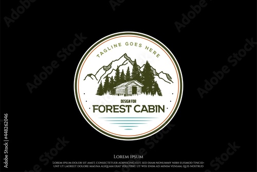 Mountain Forest Cabin Cottage Barn Chalet Logo Design Vector