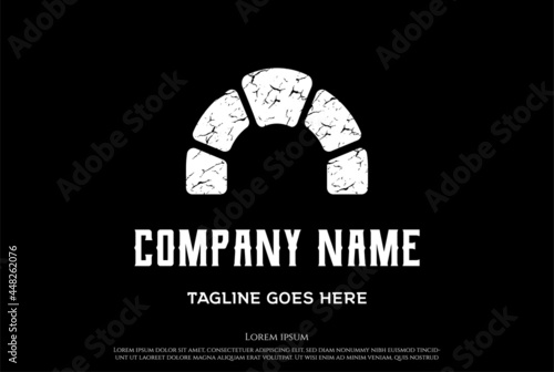 Simple Minimalist Rustic Keystone Brick Logo Design Vector