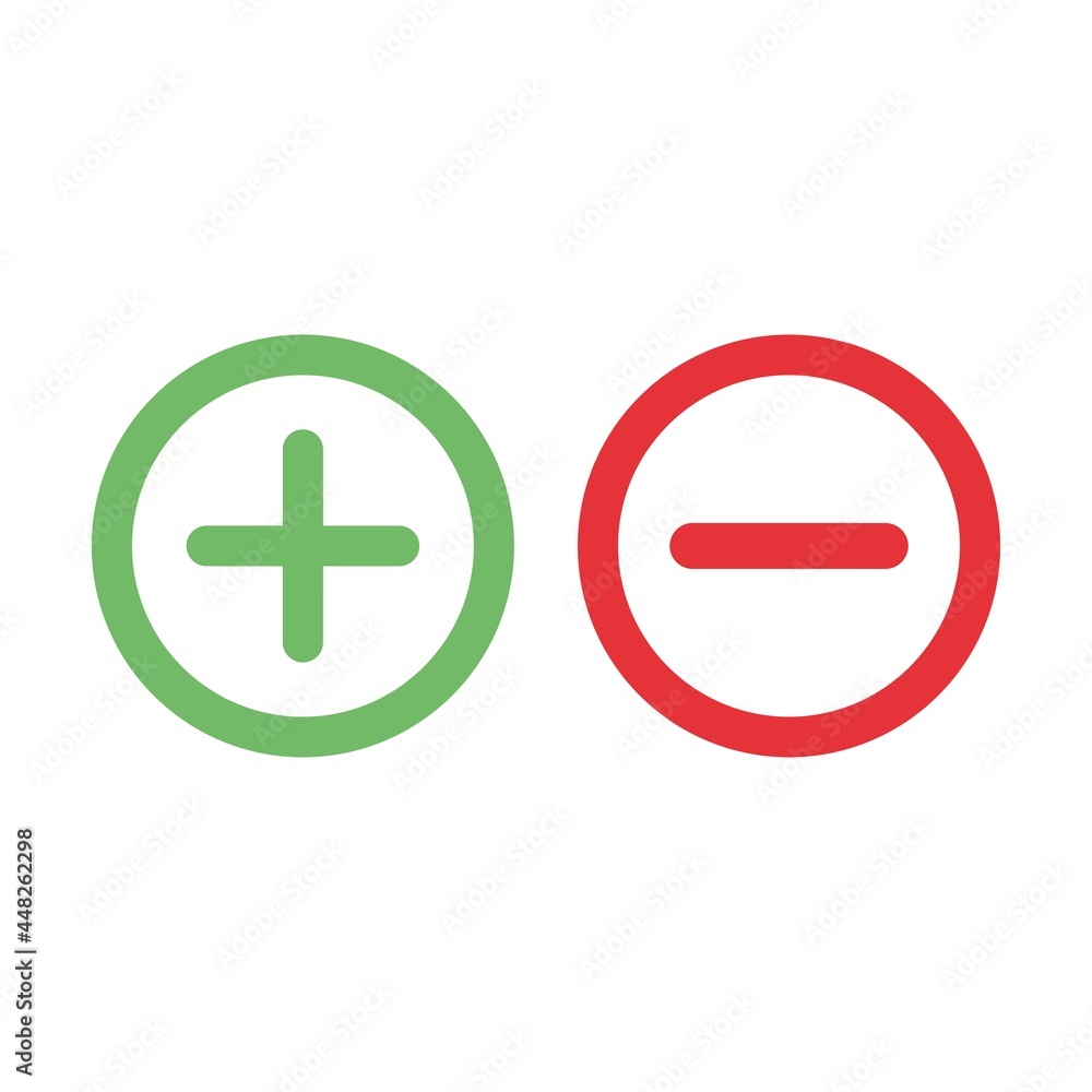 Add and remove buttons. Plus and minus signs icons. Add and remove buttons. Plus and minus signs icons.