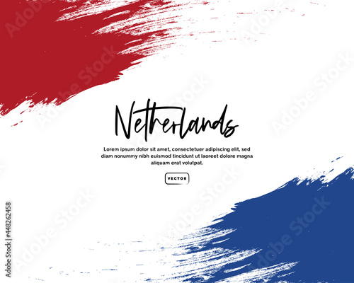 Dutch flag with brush stroke effect and text