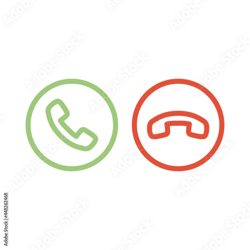 Accept and decline phone call buttons. Vector illustration icons.