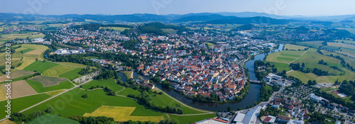 Aerial view of the city Cham in Germany, Bavaria on a sunny day in Spring photo