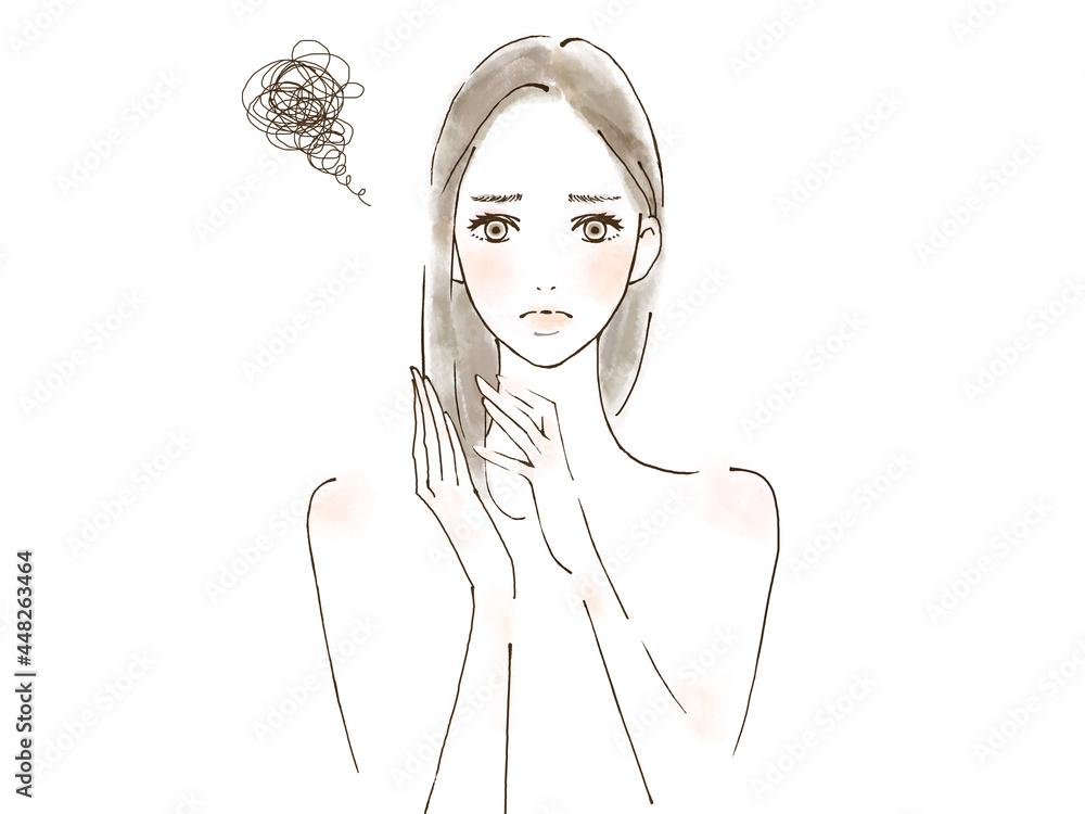 ヘアケアに悩む女性 乾燥して傷んだ髪の毛