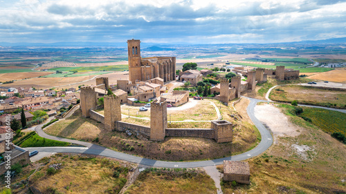 aerial view of artajona citadel, Spain