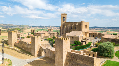 aerial view of artajona citadel, Spain photo