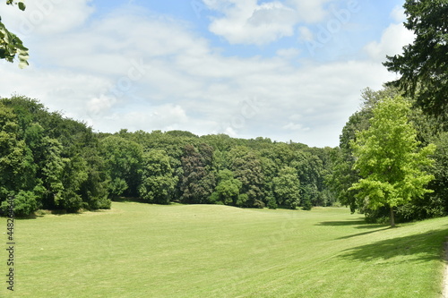 L'immense pelouse principale en plein bois au parc des Trois Fontaines à Vilvoorde  © Photocolorsteph