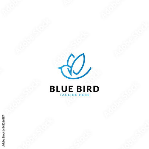 line art blue bird logo design. logo template