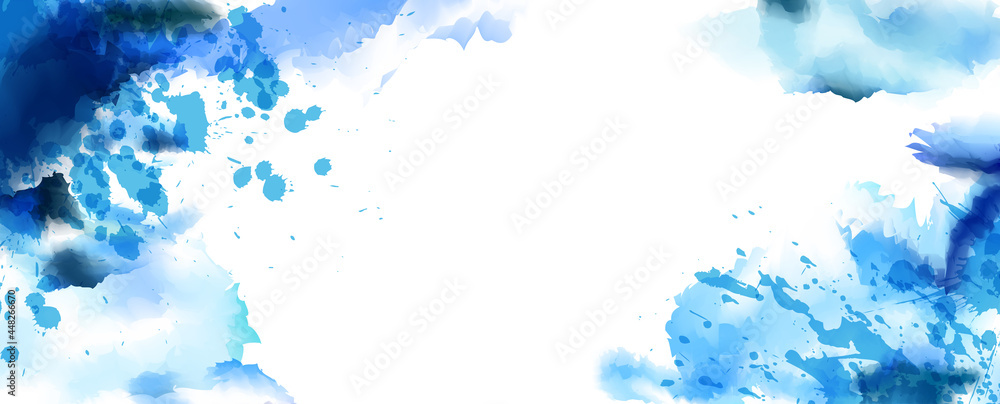 Obraz premium Abstract blue blots on white background.