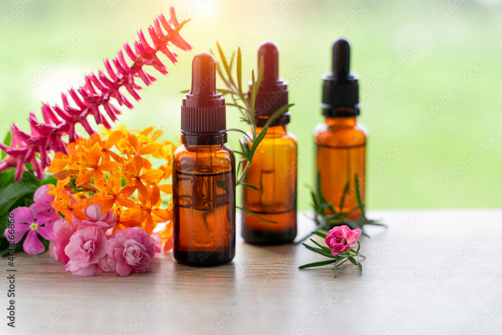 aromatherapy flowers oil image on table aromatherapy flowers oil image on table