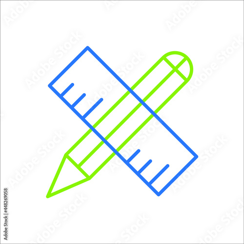 Pencil and ruler icons symbol vector elements for infographic web