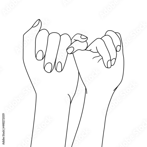Coloring Pages - finger locked pinky promise, promise gesture, flat colorful illustration of people for friendship day. hand-drawn character illustration of happy people.