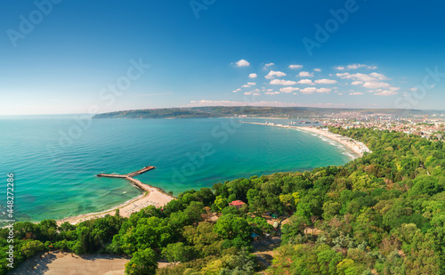 Varna spring time, beautiful aerial view above sea garden