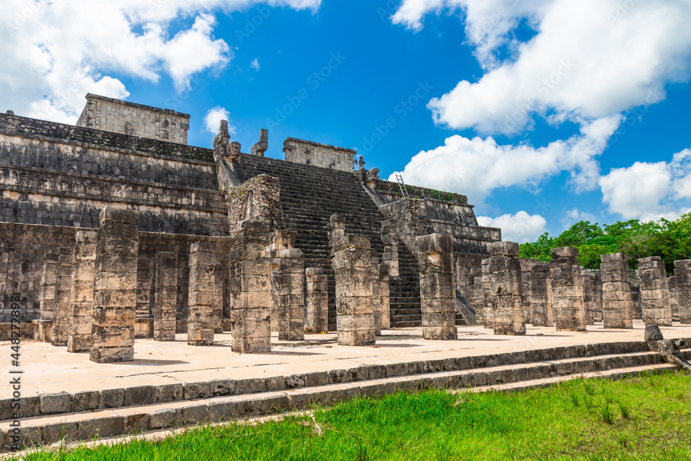 Chichen Itza, Columns in the Temple of a Thousand Warriors, Mexico.