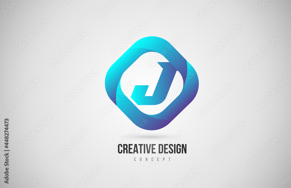 blue gradient J alphabet letter icon logo. Creative design for company blue gradient J alphabet letter icon logo. Creative design for company
