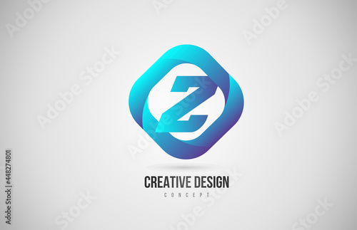 blue gradient Z alphabet letter icon logo. Creative design for company