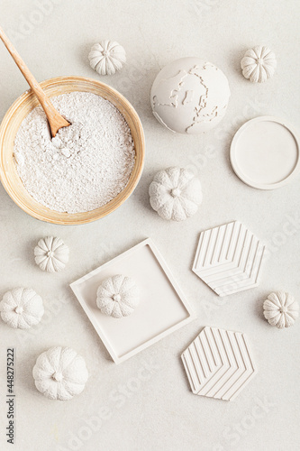 Valokuva Handmade craft gypsum objects for interior decoration