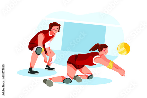 Fototapeta Naklejka Na Ścianę i Meble -  Volleyball - Sport Illustration Concept. Flat illustration isolated on white background.