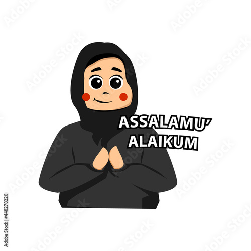 Assalamualaikum cute cartoon muslim woman design