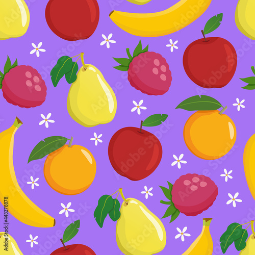 Fruit seamless pattern. Yellow-red pattern. Fruits.