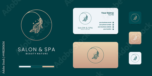 Minimalist leaf nature logo design templates	