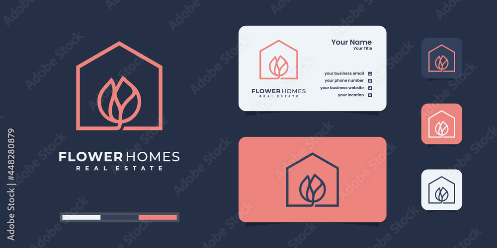 Minimalist flower home logo design template. nature home logo for your business. Minimalist flower home logo design template. nature home logo for your business.