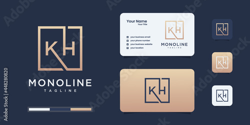 Minimalist k and h logo design template. k h logo for your business.