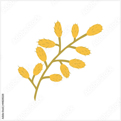 Doodle willow branch clipart isolated on white. Hand drawn art. Flower cartoon. Vector stock illustration. EPS 10
