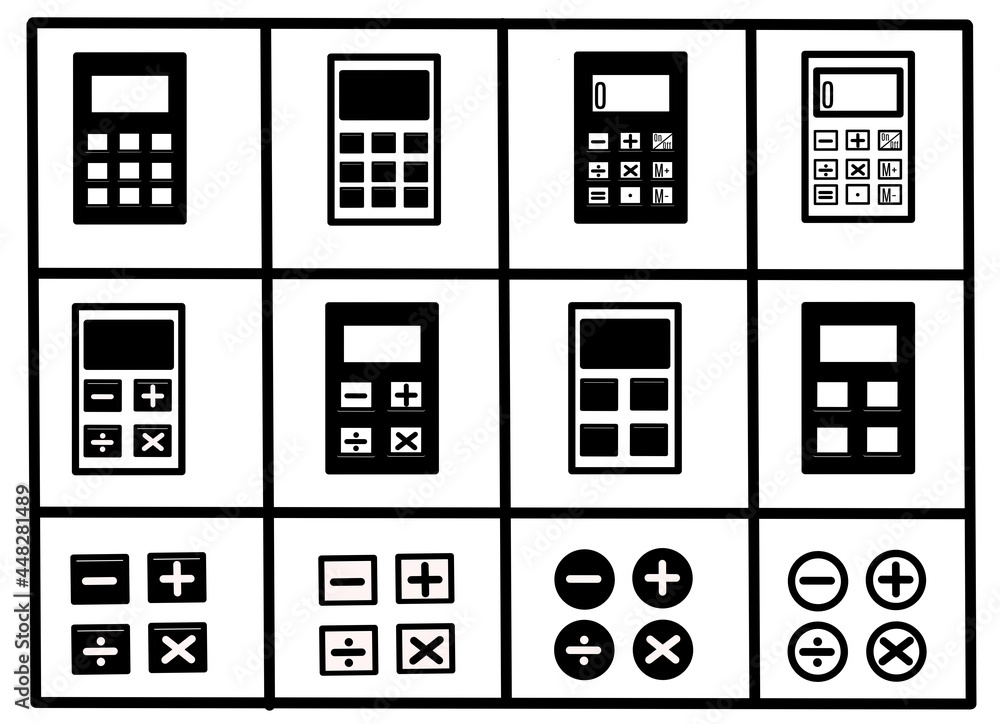 black and white calculator icons set black and white calculator icons set
