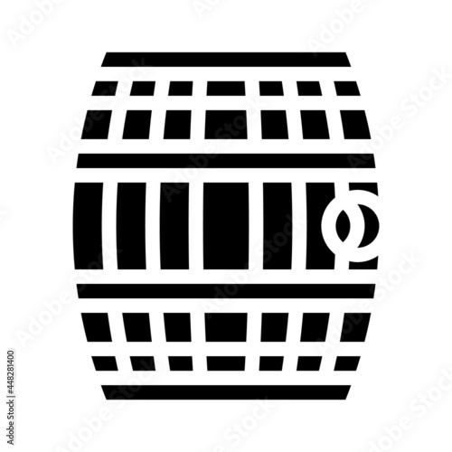 barrel with gunpowder or rum glyph icon vector. barrel with gunpowder or rum sign. isolated contour symbol black illustration