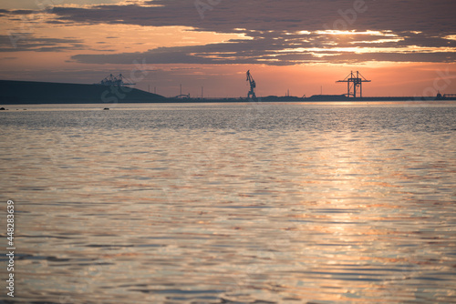 sunset over the harbor