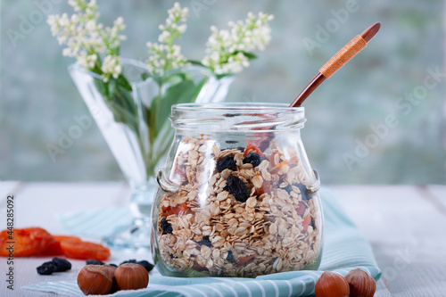 Healthy food, granola for breakfast photo