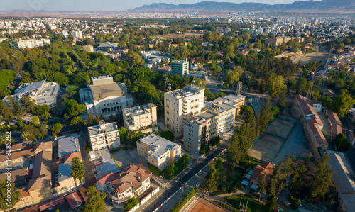 Aerial view of the cityscape of Nicosia, the capital city of Cyprus