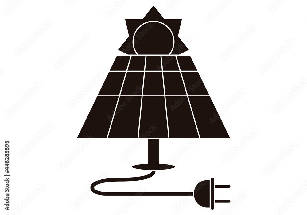 Icono negro de panel solar en fondo blanco. Icono negro de panel solar en fondo blanco.