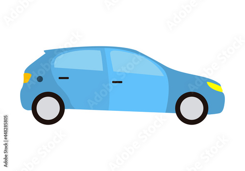 Coche azul familiar en fondo blanco.