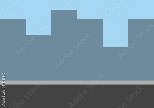 Silueta de una ciudad y carretera.