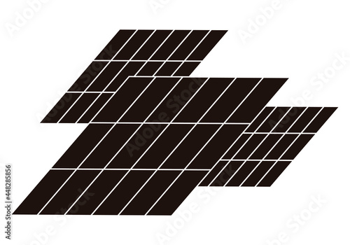 Icono negro de panel solar en fondo blanco.
