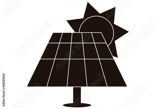 Icono negro de panel solar en fondo blanco.
