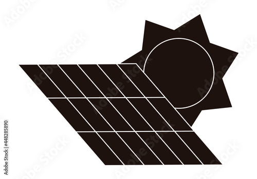 Icono negro de panel solar en fondo blanco.