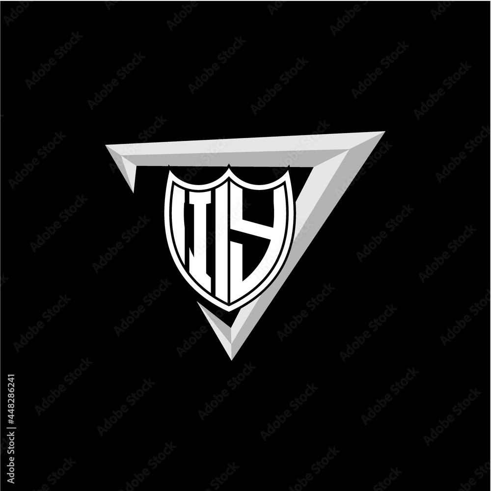 initial letter I Y shield shape with triangular decoration initial letter I Y shield shape with triangular decoration