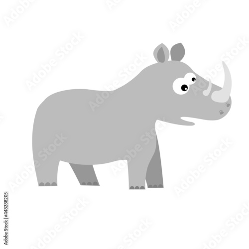 rhino in 2d cartoon style. flat isolated vector