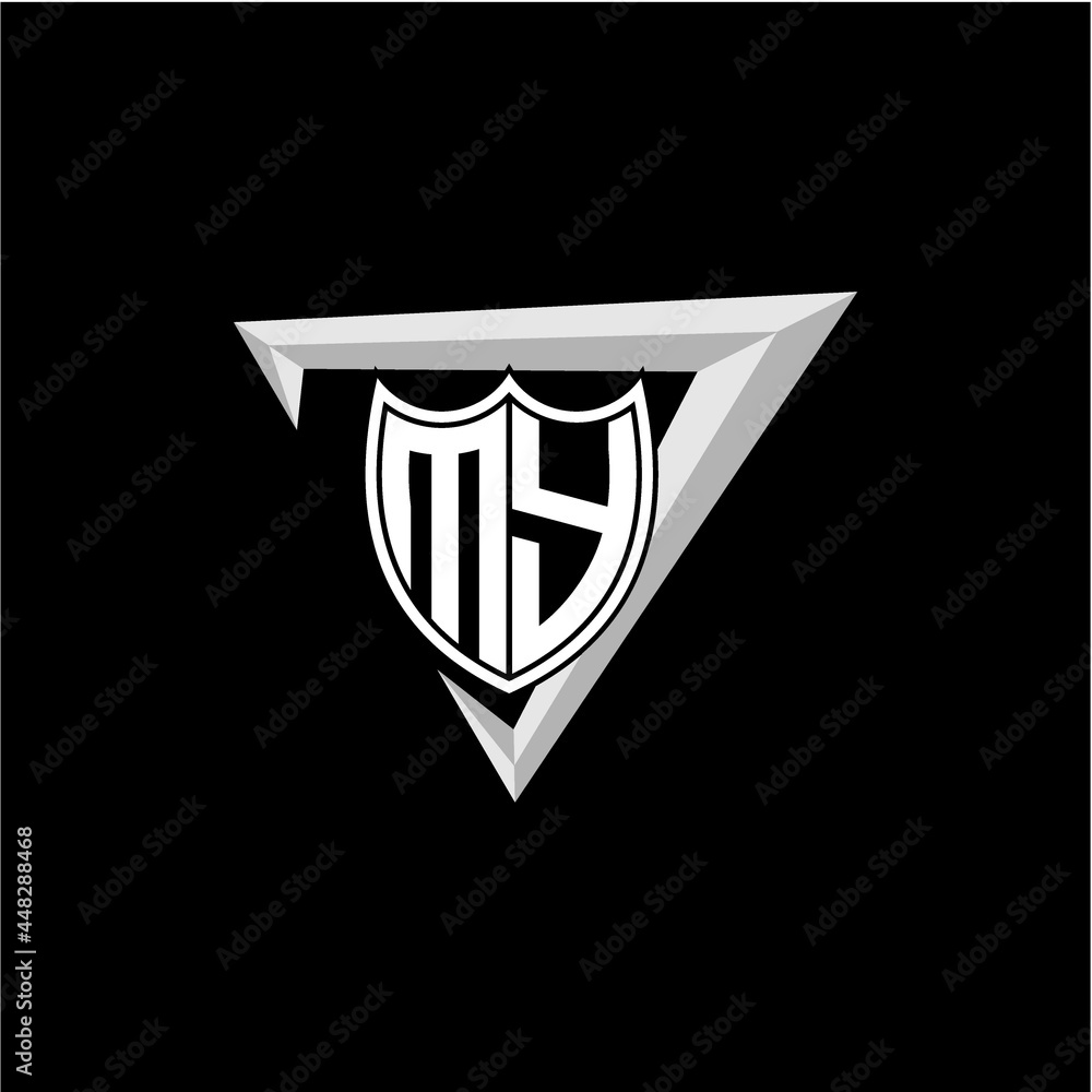 initial letter M Y shield shape with triangular decoration initial letter M Y shield shape with triangular decoration
