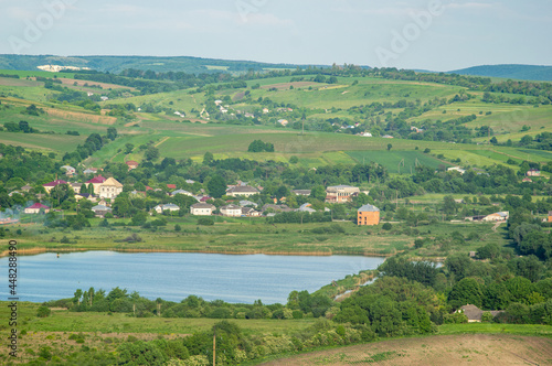 Wallpaper Mural Beautiful summer landscape, pond in a village Torontodigital.ca